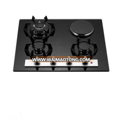 Two function use gas stove with glass panel gas and heat plate